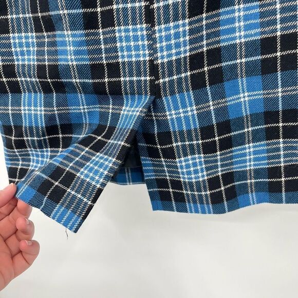 O'Neil of Dublin Plaid Irish Wool Midi Skirt Pencil Blue Black Womens Size 8P - Picture 4 of 5